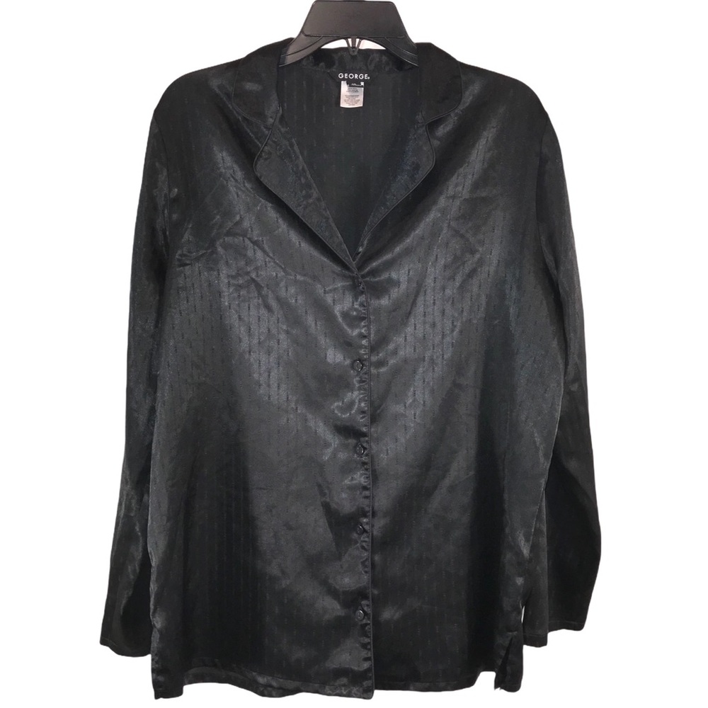 Black Silky Smooth Satin Nightshirt, Size L